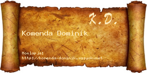 Komenda Dominik névjegykártya
